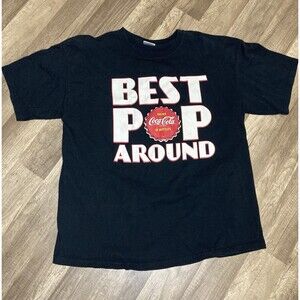Gildan COCA COLA Shirt Mens XL Black Best Pop Around Soda Fathers Day Dad Gift
